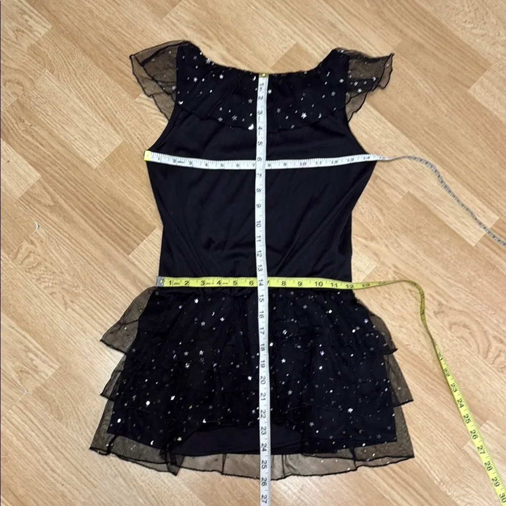 Fun World Girls Large 12-14 Black Sparkle Halloween Costume Dress Glitter Mesh